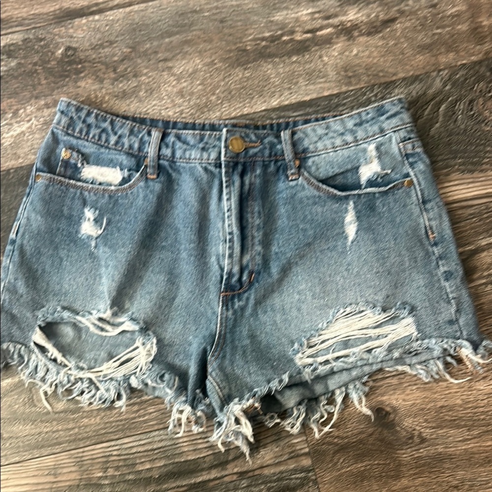 Articles of Society Distressed Denim Shorts Frayed Holes Women Size 28